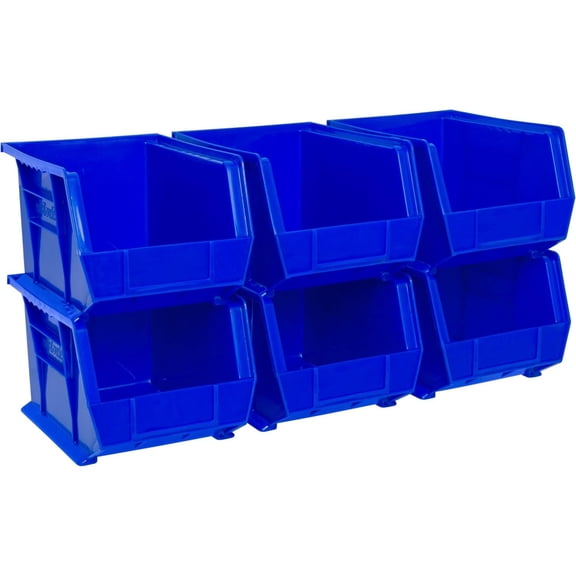Akro-Mils 6 Pack AkroBins Plastic Storage Bins, Space-Saving Organizers, Blue