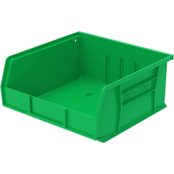 Akro-Mils 30235 AkroBins Plastic Storage Bins, Space-Saving Stackable Bins for Garage, Pantry, Craft Organization, 11-Inch x 11-Inch x 5-Inch, Green, 6-Pack