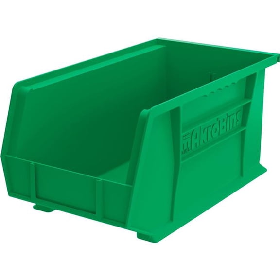 Akro-Mils B3775253 AkroBin Plastic Storage Bin, Green - 14.75 x 8.12 x 7 in.