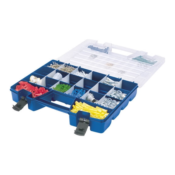 Akro-Mils Multi Compartment Hardware and Crafts Portable Organizer Storage Case, (18-Inch x 13-Inch x 4-Inch), Blue 06118