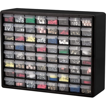 Akro-Mils 64 Drawer Plastic Cabinet Storage Organizer with Drawers for Hardware, Small Parts, Craft Supplies, Black