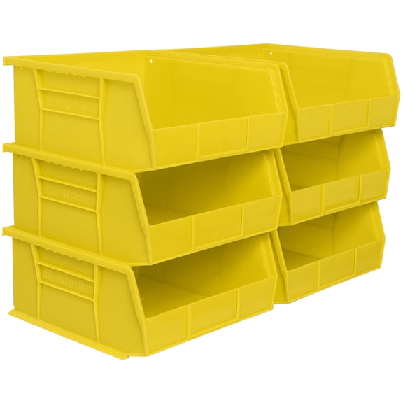 Akro-Mils 6 Pack AkroBins Plastic Storage Bins, Space-Saving Organizers, Yellow