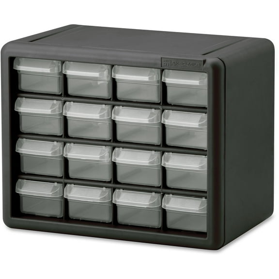 Akro-Mils 16 Drawer Plastic Cabinet Storage Organizer with Drawers for Hardware, Small Parts, Craft Supplies, Black