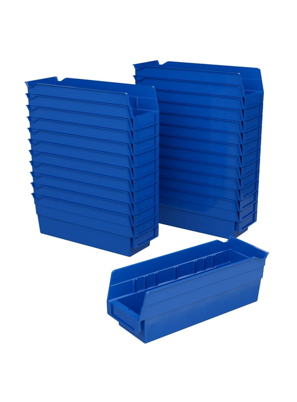 Akro-Mils Shelf Bins 30120 Plastic Organizer for Home and Office, 12"x4"x4", Blue, 24-Pack