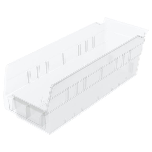 Akro-Mils 24 Pack Plastic Storage Shelf Bins, Space-Saving Organizers, 12"x4"x4", Clear