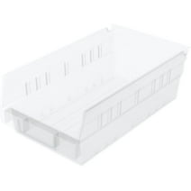 Akro-Mils Shelf Bins Plastic Organizer for Tools Craft Supplies, 12"x6"x4", Clear, 12-Pack