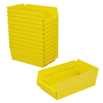 Akro-Mils Shelf Bins Plastic Organizer for Tools Craft Supplies, 12"x6"x4", Yellow, 12-Pack