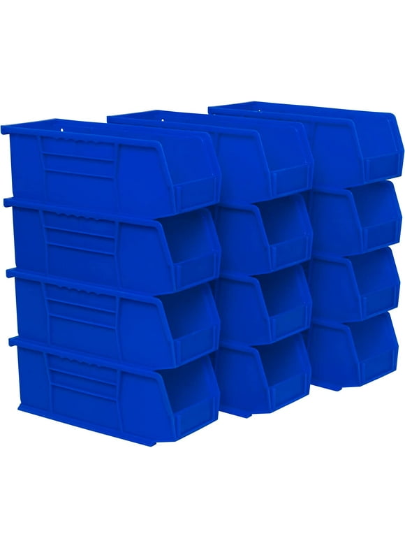 Akro-Mils Stackable Storage Bins 30224 AkroBins Stacking Organizer, 11"x4"x4", Blue, 12-Pack