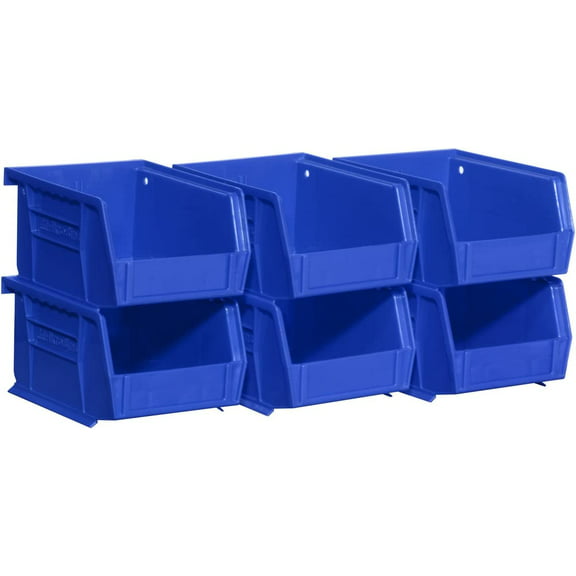 Akro-Mils Stackable Storage Bins, AkroBins 30210 Stacking Organizer, 5"x4"x3", Blue, 6-Pack