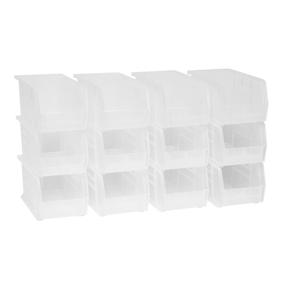 Akro-Mils 12 Pack AkroBins Plastic Storage Bins, Space-Saving Organizers, Clear