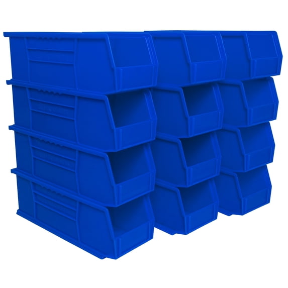 Akro-Mils 12 Pack AkroBins Plastic Storage Bins, Space-Saving Organizers, Blue