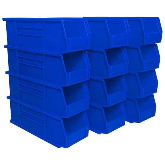 Akro-Mils 12 Pack AkroBins Plastic Storage Bins, Space-Saving Organizers, Blue