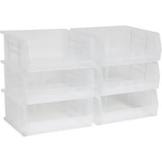 Akro-Mils Stackable Storage Bins, AkroBins Stacking Organizer, 11"x11"x5", Clear, 6-Pack