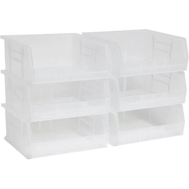 Akro-Mils Stackable Storage Bins, AkroBins Stacking Organizer, 11"x11"x5", Clear, 6-Pack