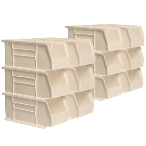 Akro-Mils Stackable Storage Bins, AkroBins Stacking Organizer, 11"x5"x5", Stone, 12-Pack