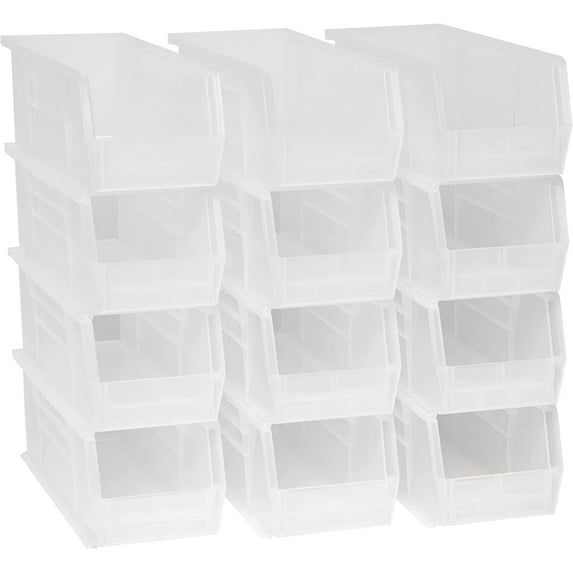 Akro-Mils 12 Pack AkroBins Plastic Storage Bins, Space-Saving Organizers, Clear