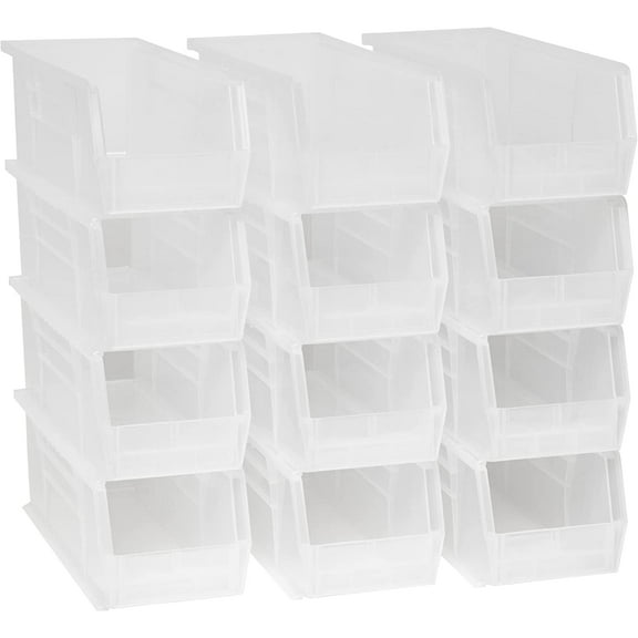 Akro-Mils Stackable Storage Bins, AkroBins Stacking Organizer, 15"x5"x5", Clear, 12-Pack