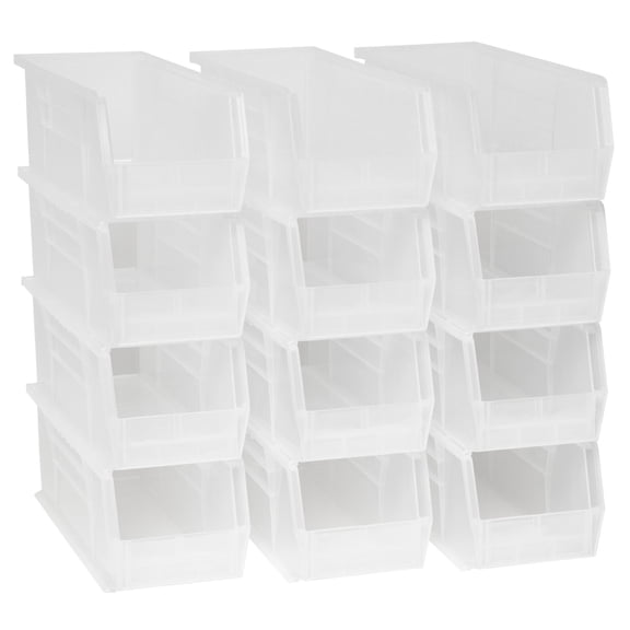 Akro-Mils 12 Pack AkroBins Plastic Storage Bins, Space-Saving Organizers, Clear