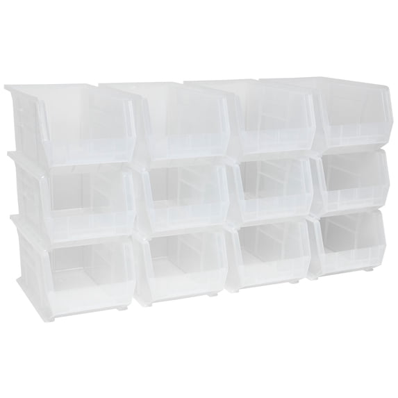 Akro-Mils 12 Pack AkroBins Plastic Storage Bins, Space-Saving Organizers, Clear