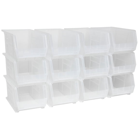 Akro-Mils 12 Pack AkroBins Plastic Storage Bins, Space-Saving Organizers, Clear