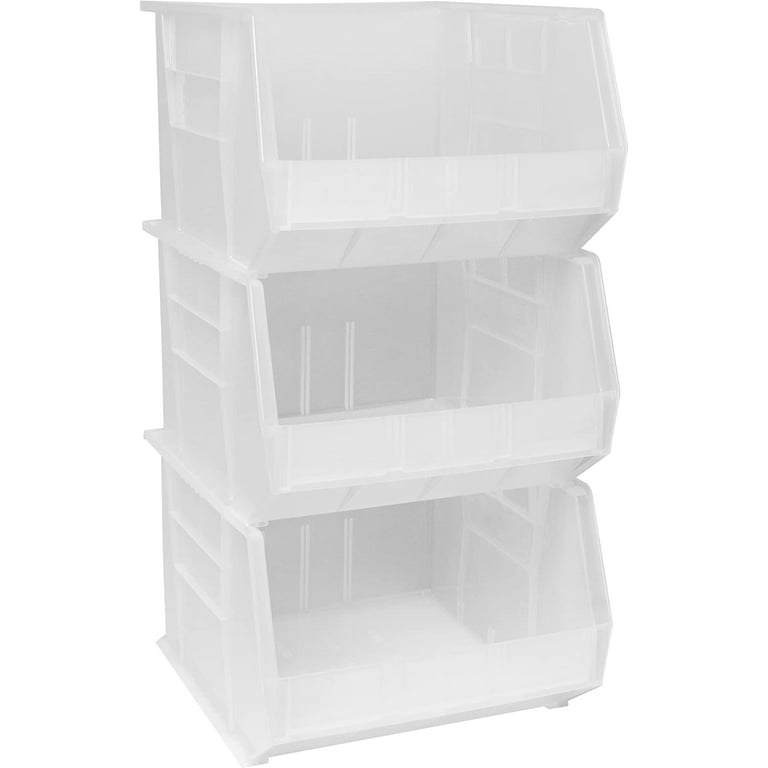 Akro-Mils Stackable Storage Bins, AkroBins Stacking Organizer, 18x16x11,  Clear, 3-Pack