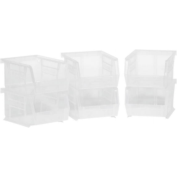 Akro-Mils Stackable Storage Bins, AkroBins Stacking Organizer, 5"x4"x3", Clear, 6-Pack