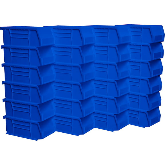 Akro-Mils Stackable Storage Bins, AkroBins Stacking Organizer, 7"x4"x3", Blue, 24-Pack