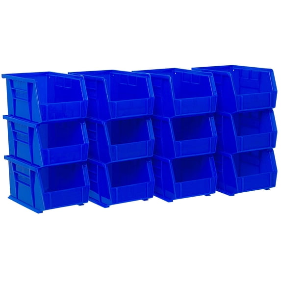 Akro-Mils 12 Pack AkroBins Plastic Storage Bins, Space-Saving Organizers, Blue