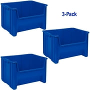 Akro-Mils Stak-N-Store 13017 Large Storage Bins, Stackable Heavy Duty Containers, 15"x20"x12.5", Blue, 3-Pack