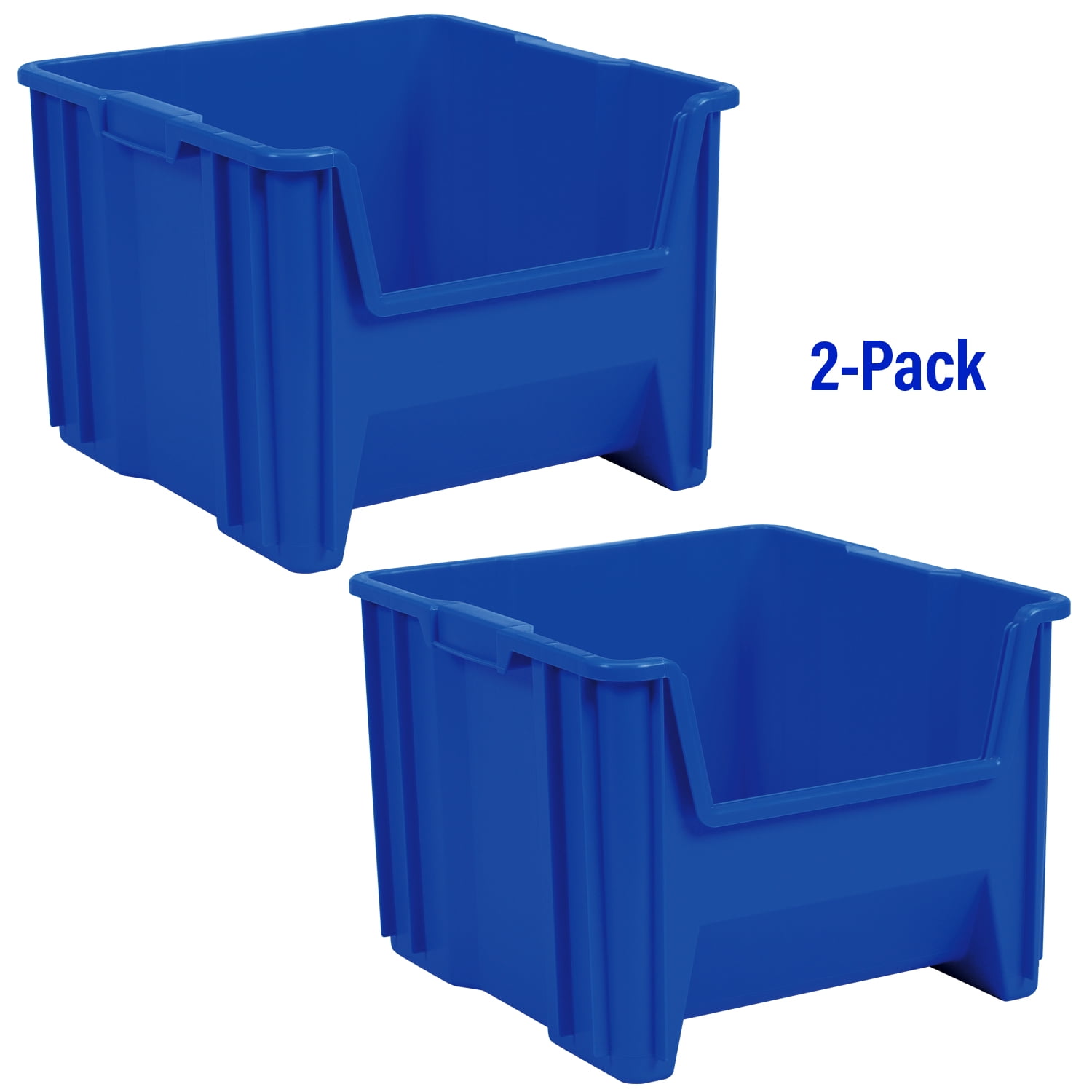  Blue Plastic Storage Totes and Stackable Storage Bins -  Industrial Strength Containers for Organizing at the Office and Home -  Holds Up To 80 Lbs - 23 x 15 x