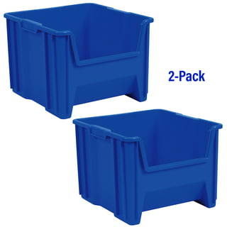 Akro-Mils 30250 AkroBins Plastic Storage Bin Hanging Stacking Container,  15 x 16 x 7 - Blue - Set of 6 