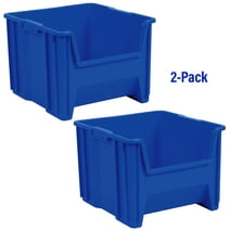 Akro-Mils Stak-N-Store 13018, Large Storage Bins, Stackable Heavy Duty Containers, 17.5"x16.5"x12.5", Blue, 2-Pack