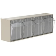 Akro-Mils TiltView Horizontal Plastic Organizer Storage System Cabinet with 4 Tip Out Bins, 23-5/8-Inch Wide x 8-3/16-Inch High x 6-3/4-Inch Deep, Stone 06704