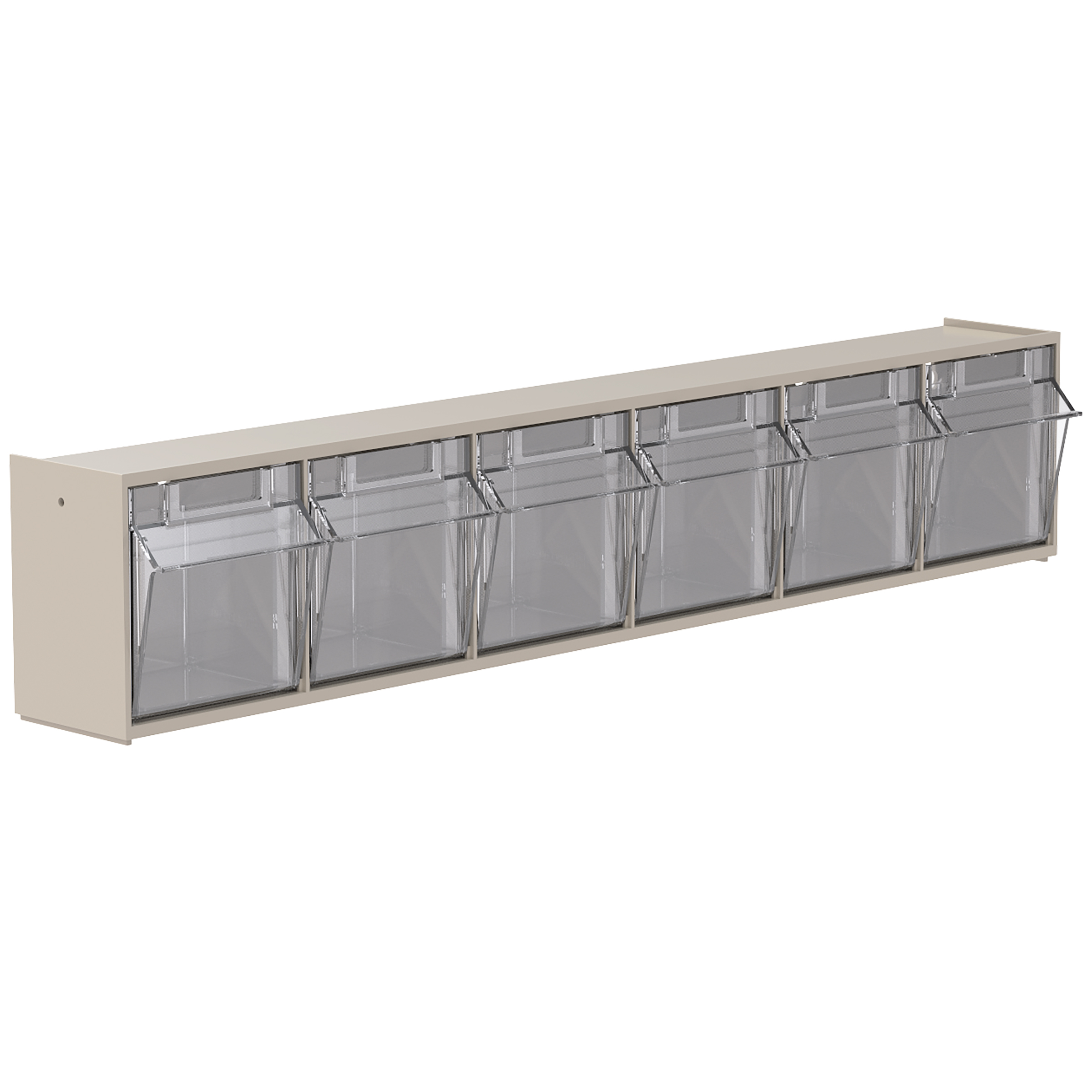 Akro-Mils TiltView Horizontal Plastic Organizer Storage System Cabinet with 6 Tip Out Bins, (23-5/8-Inch Wide x 4-1/2-Inch High x 3-3/4-Inch Deep), Stone 06706 - image 1 of 7