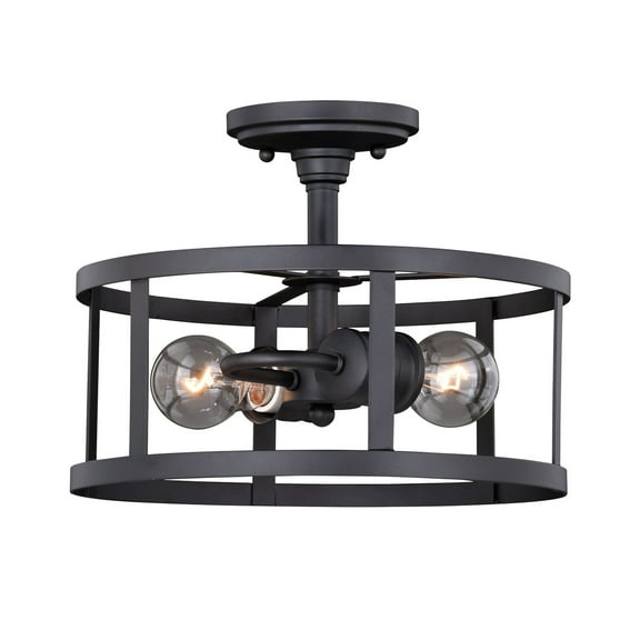 Akron 12-in W Bronze Farmhouse Cage Semi Flush Mount Ceiling Light