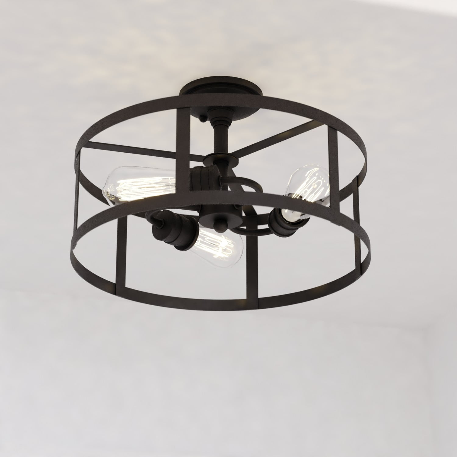 Bronze Drum 15" Indoor/Outdoor Semi-Flush Mount Light