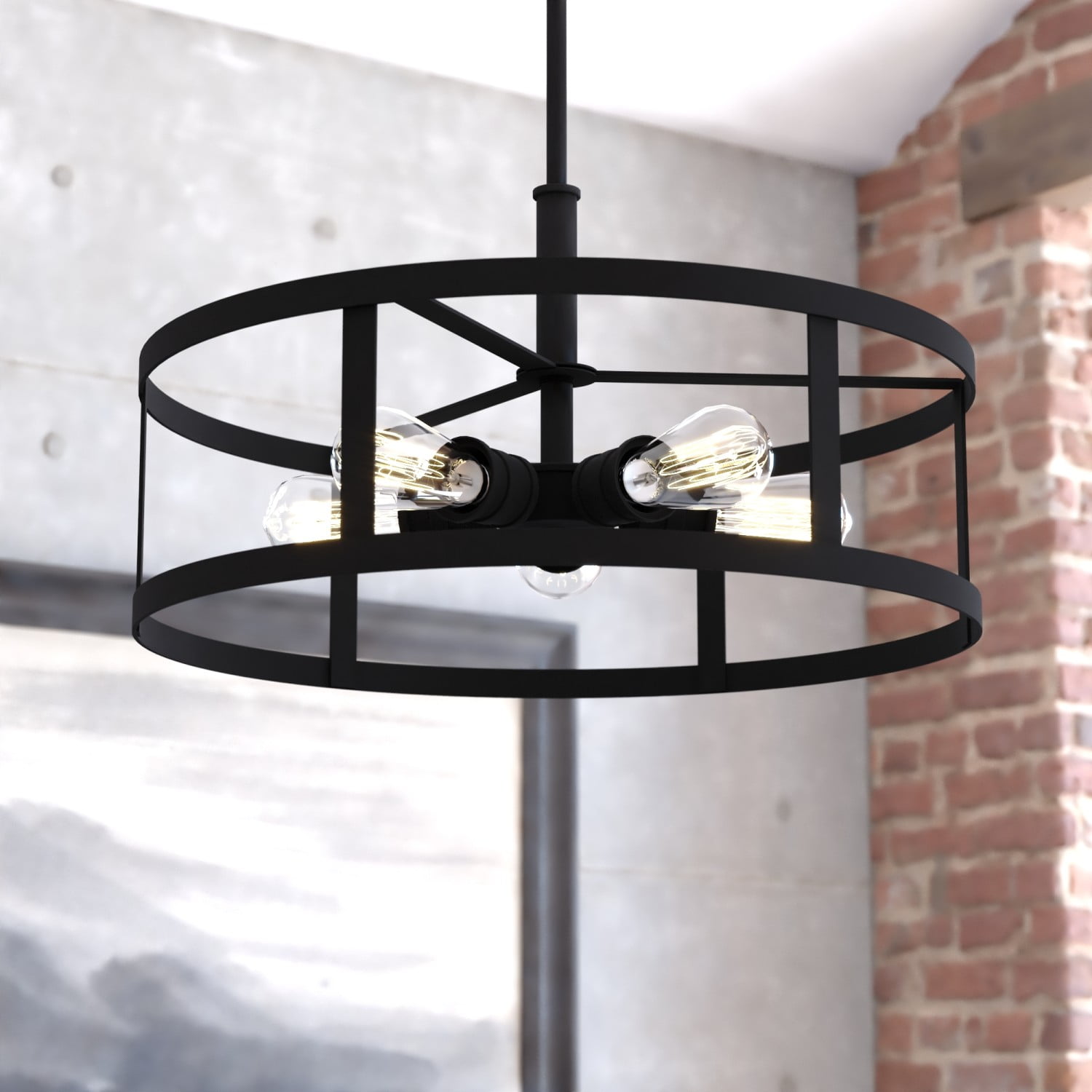 Akron 20" Oil Rubbed Bronze Drum Farmhouse Pendant Light