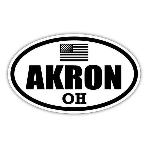 Akron OH Ohio Summit County Stealthy Subdued Old Glory US Flag Oval Euro Decal Bumper Sticker 3M Vinyl 3" x 5"