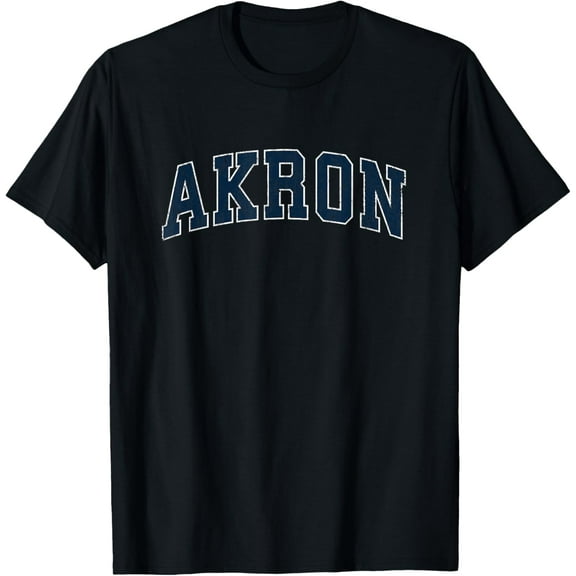 Akron Ohio OH Vintage Sports Design Navy Design T-Shirt