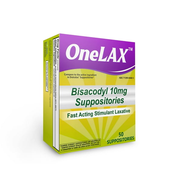 Akron Pharma Bisacodyl Laxative 10mg Suppositories for Occasional Constipation, 50 Count