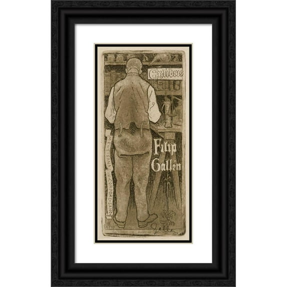 Akseli Gallen-Kallela 11x18 Black Ornate Wood Framed Double Matted Museum Art Print Titled - Ex Libris Filip Gallen, the Artist's Brother (1897)