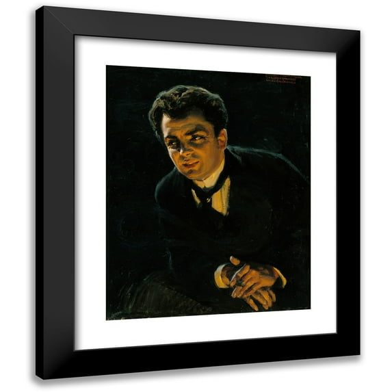 Akseli Gallen-Kallela 12x14 Black Modern Framed Museum Art Print Titled - Portrait of the German Actor Rudolf Rittner (1895)