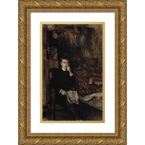 Akseli Gallen-Kallela 13x18 Gold Ornate Wood Frame and Double Matted Museum Art Print Titled - Boheme, Portrait of the Norwegian Artist C. A. Dornberger (1888)