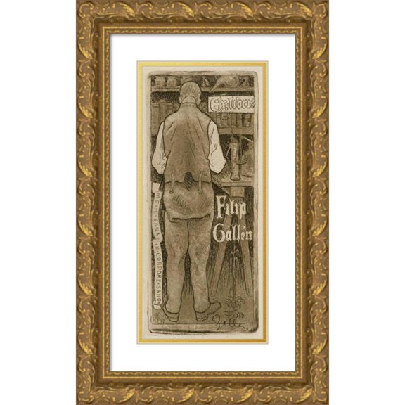 Akseli Gallen-Kallela 13x24 Gold Ornate Framed and Double Matted Museum Art Print Titled - Ex Libris Filip Gallen, the Artist's Brother (1897)