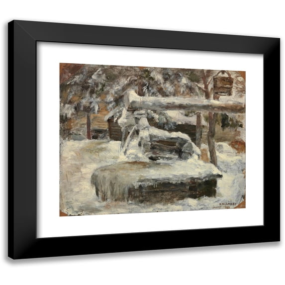 Akseli Gallen-Kallela 14x12 Black Modern Framed Museum Art Print Titled - Snowy Yard (1882)