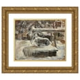 thumbnail image 1 of Akseli Gallen-Kallela 14x12 Gold Ornate Wood Frame and Double Matted Museum Art Print Titled - Snowy Yard (1882), 1 of 4