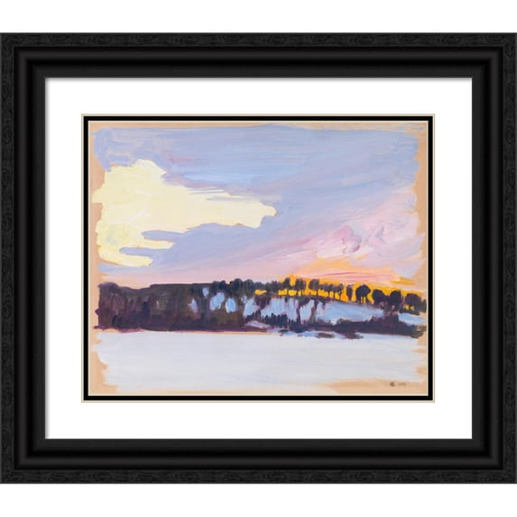 Akseli Gallen-Kallela 24x20 Black Ornate Framed Double Matted Museum Art Print Titled: Evening Landscape (1899)