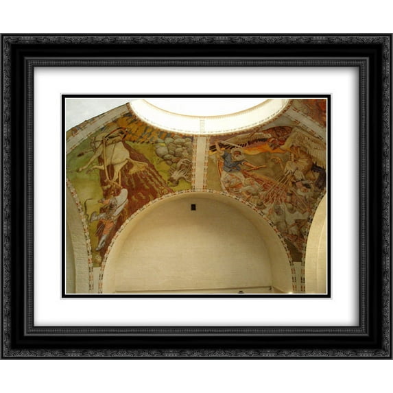 Akseli Gallen Kallela 2x Matted 24x20 Black Ornate Framed Art Print 'Ilmarinen ploughing the Viper-field and The Defense of the Sampo '