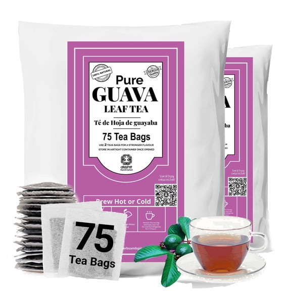 Akshit 150 Guava Leaf Tea Bags, 100% Natural Guava Leaves, Hojas De Guayaba, Herbal Tea, Caffeine-Free, Non- GMO.