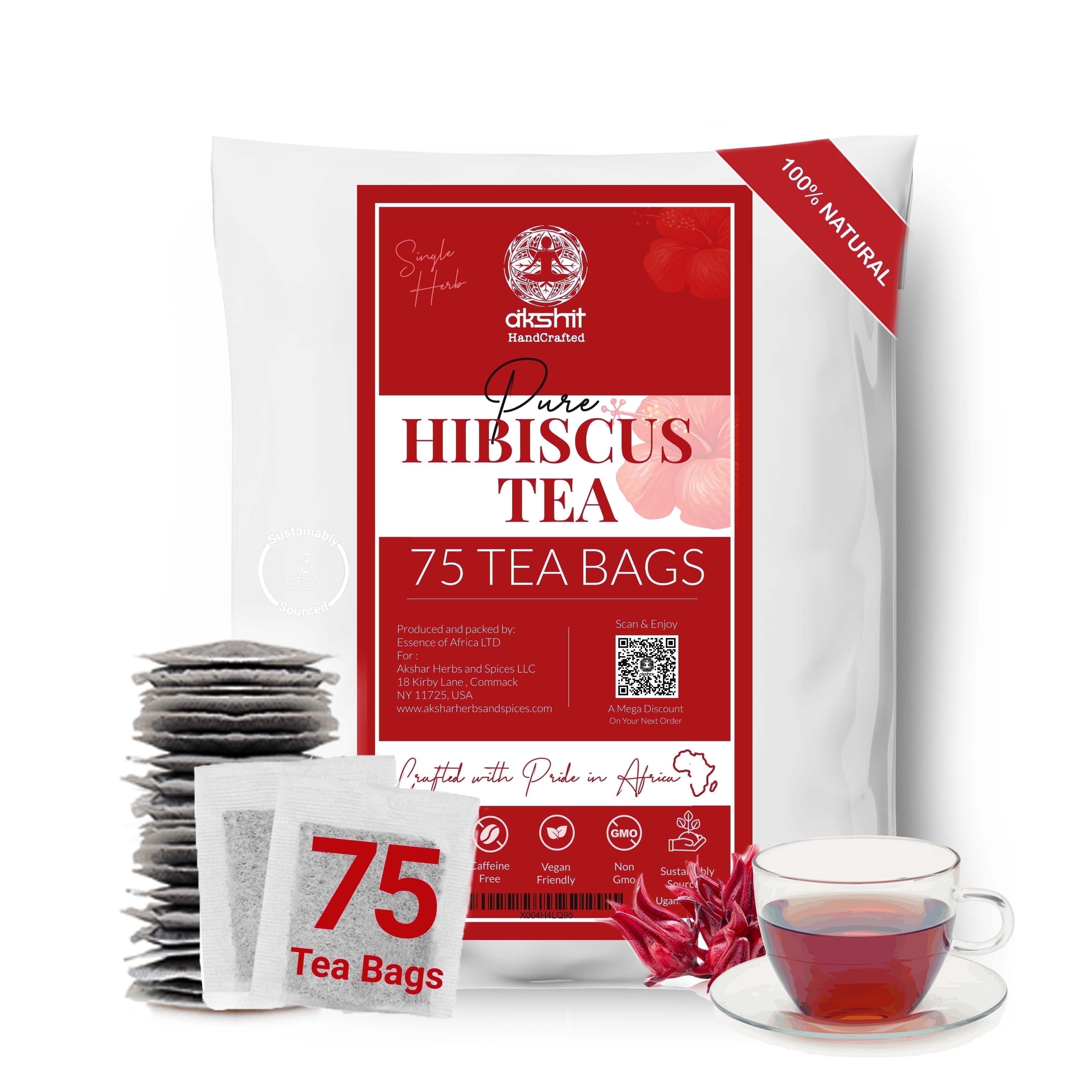 50 Hibiscus Tea Bags, 100% Natural   Hibiscus  Tea, Non-GMO, Caffeine-Free, Aromatic Flavor. by Akshit